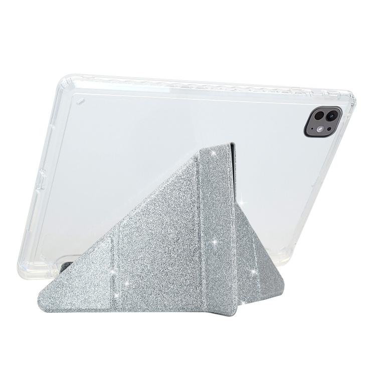 For iPad Pro 11 2025 / 2024 Y-Fold Clear Acrylic Glitter Smart Leather Tablet Case