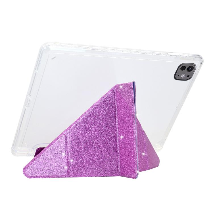 For iPad Pro 11 2025 / 2024 Y-Fold Clear Acrylic Glitter Smart Leather Tablet Case