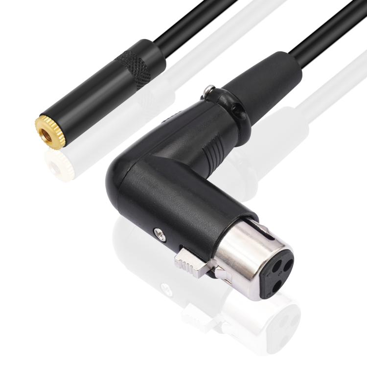 3.5mm Female to XLR Female Elbow Audio Converter Adapter Cable, Length:30cm - Black
