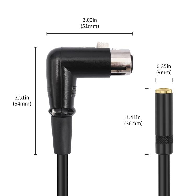 3.5mm Female to XLR Female Elbow Audio Converter Adapter Cable, Length:30cm - Black