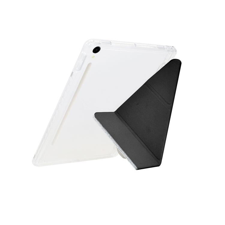 For Samsung Galaxy Tab S10 FE / S9 Y-Fold Clear Acrylic Glitter Smart Leather Tablet Case