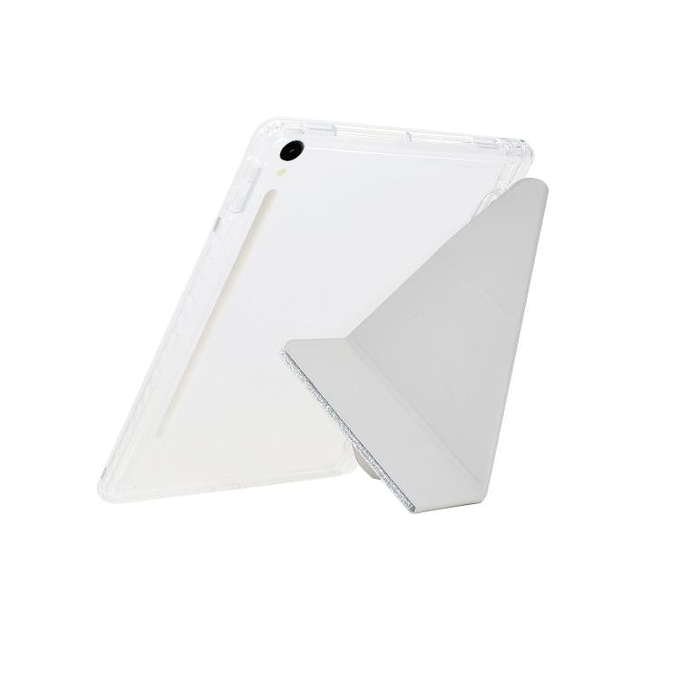 For Samsung Galaxy Tab S10 FE / S9 Y-Fold Clear Acrylic Glitter Smart Leather Tablet Case