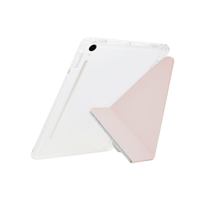 For Samsung Galaxy Tab S10 FE / S9 Y-Fold Clear Acrylic Glitter Smart Leather Tablet Case