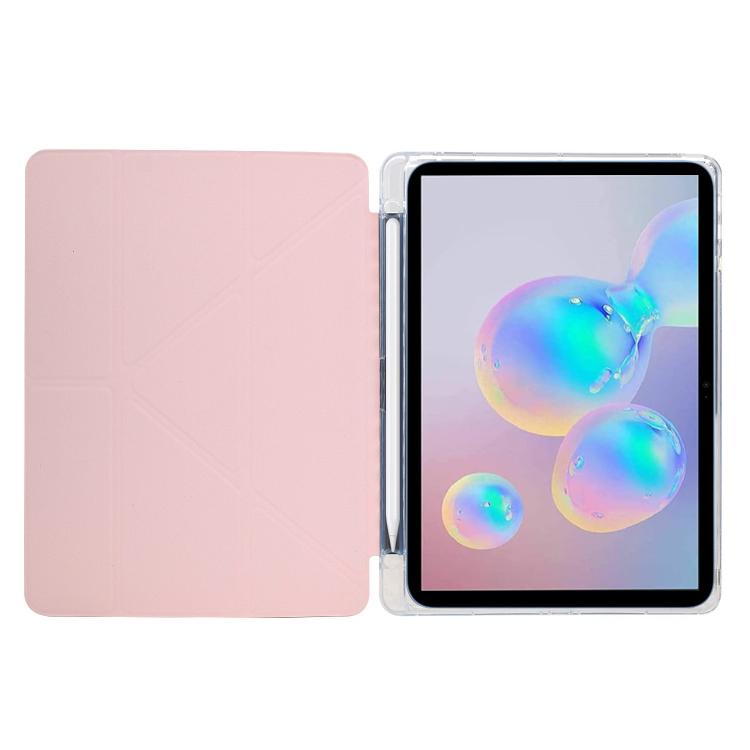 For Samsung Galaxy Tab S10 FE / S9 Y-Fold Clear Acrylic Glitter Smart Leather Tablet Case