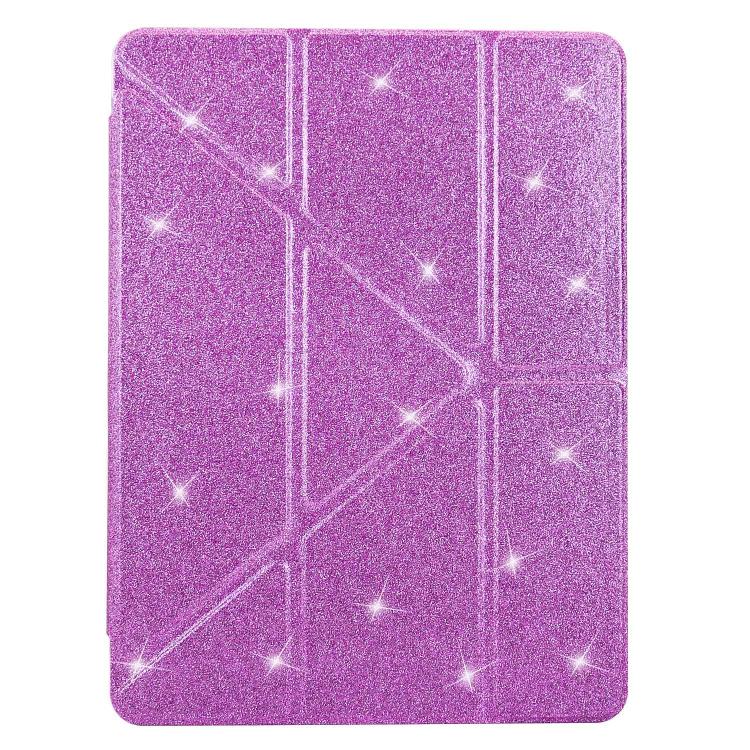 For Samsung Galaxy Tab S10 FE / S9 Y-Fold Clear Acrylic Glitter Smart Leather Tablet Case