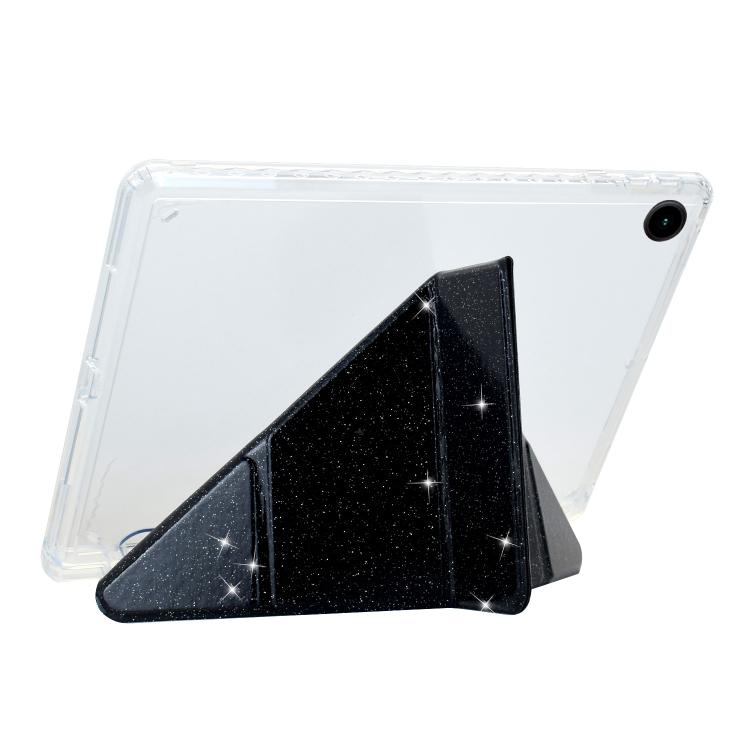 For Samsung Galaxy Tab A11+ / A9+ Y-Fold Clear Acrylic Glitter Smart Leather Tablet Case