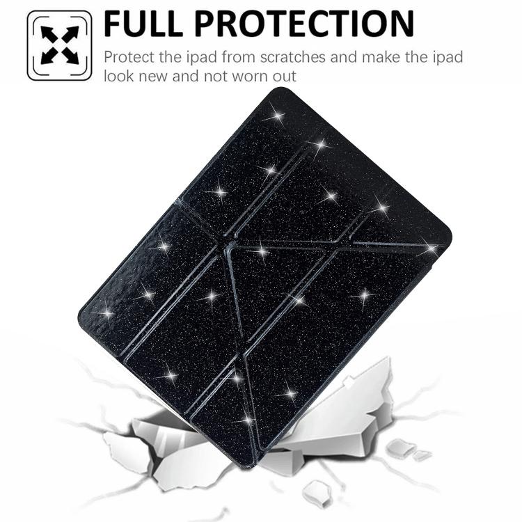For Samsung Galaxy Tab A11+ / A9+ Y-Fold Clear Acrylic Glitter Smart Leather Tablet Case