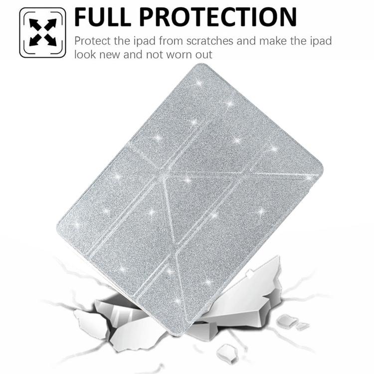 For Samsung Galaxy Tab A11+ / A9+ Y-Fold Clear Acrylic Glitter Smart Leather Tablet Case