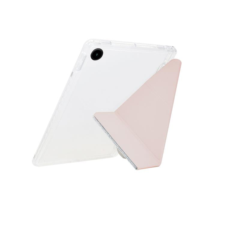 For Samsung Galaxy Tab A11+ / A9+ Y-Fold Clear Acrylic Glitter Smart Leather Tablet Case