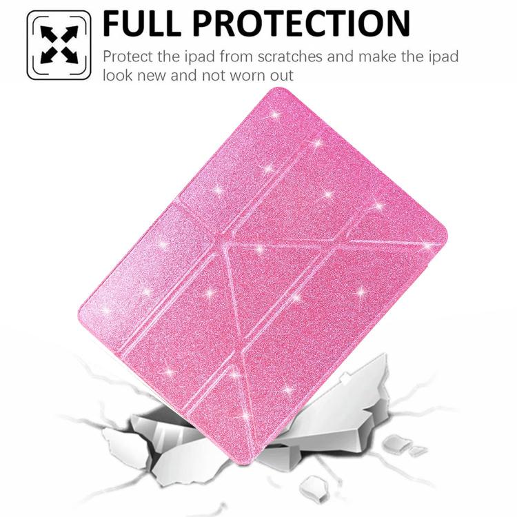 For Samsung Galaxy Tab A11+ / A9+ Y-Fold Clear Acrylic Glitter Smart Leather Tablet Case