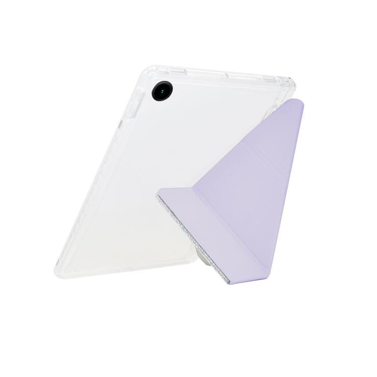 For Samsung Galaxy Tab A11+ / A9+ Y-Fold Clear Acrylic Glitter Smart Leather Tablet Case
