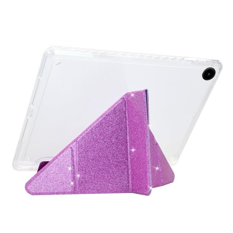 For Samsung Galaxy Tab A11+ / A9+ Y-Fold Clear Acrylic Glitter Smart Leather Tablet Case