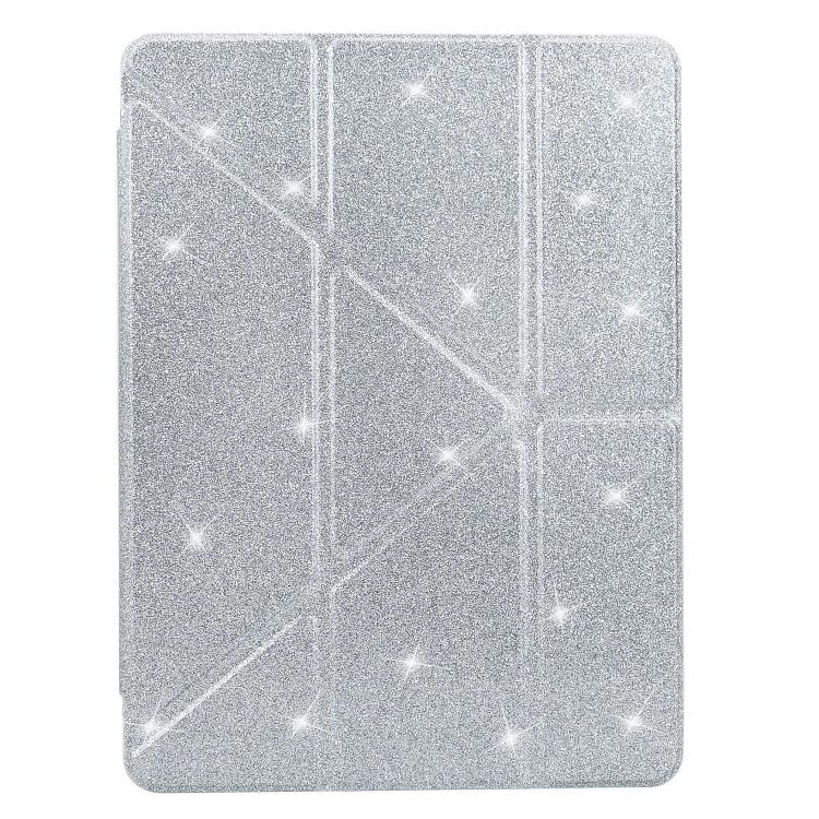 For Samsung Galaxy Tab S6 Lite 2024 Y-Fold Clear Acrylic Glitter Smart Leather Tablet Case