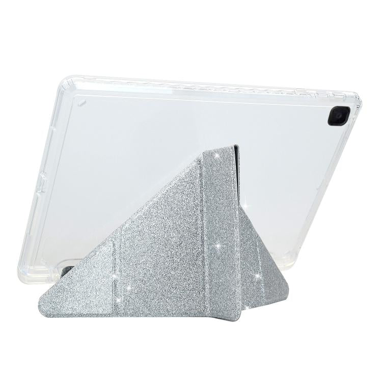 For Samsung Galaxy Tab S6 Lite 2024 Y-Fold Clear Acrylic Glitter Smart Leather Tablet Case
