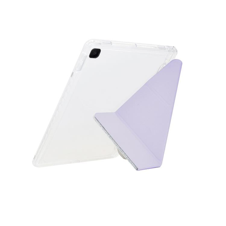 For Samsung Galaxy Tab S6 Lite 2024 Y-Fold Clear Acrylic Glitter Smart Leather Tablet Case