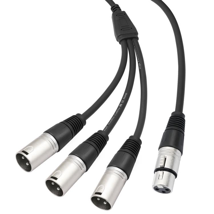 XLR Female to 3 XLR Male 3-Way Splitter Audio Cable, Length: 60cm