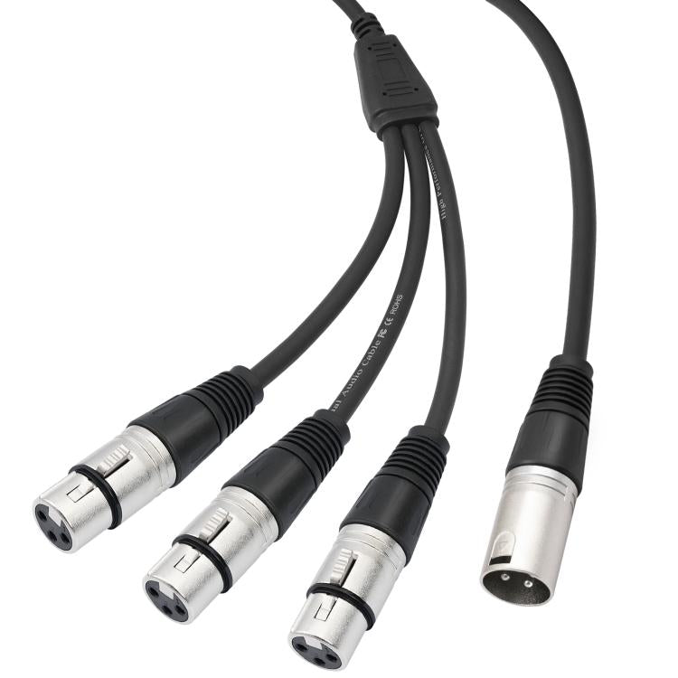 XLR Male to 3 XLR Female 3-Way Splitter Audio Cable, Length: 60cm