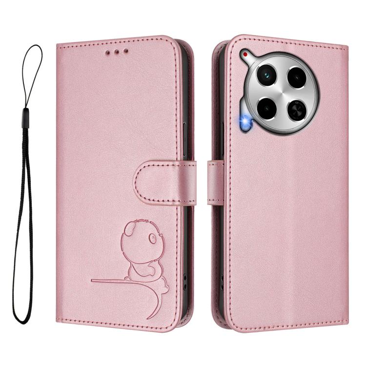 For Tecno Camon 30 4G / 5G Litter Panda Embossing RFID Leather Phone Case with Lanyard