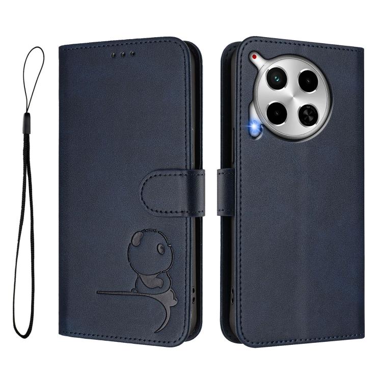 For Tecno Camon 30 4G / 5G Litter Panda Embossing RFID Leather Phone Case with Lanyard