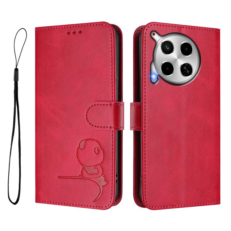 For Tecno Camon 30 4G / 5G Litter Panda Embossing RFID Leather Phone Case with Lanyard