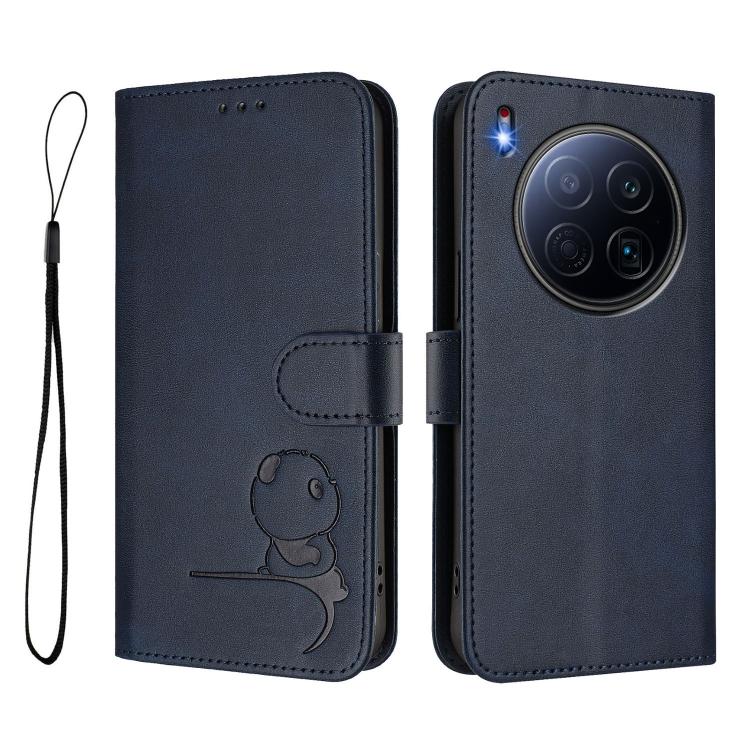 For Tecno Camon 40 Premier Litter Panda Embossing RFID Leather Phone Case with Lanyard