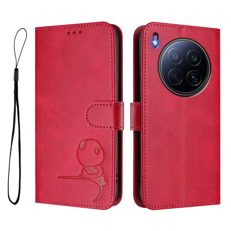 For Tecno Camon 40 Premier Litter Panda Embossing RFID Leather Phone Case with Lanyard