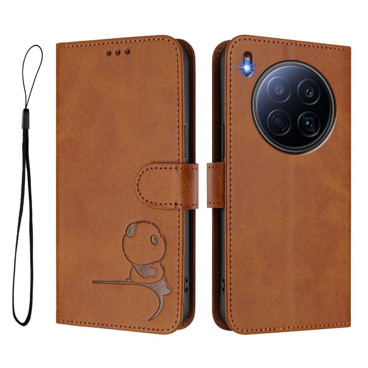 For Tecno Camon 40 Premier Litter Panda Embossing RFID Leather Phone Case with Lanyard