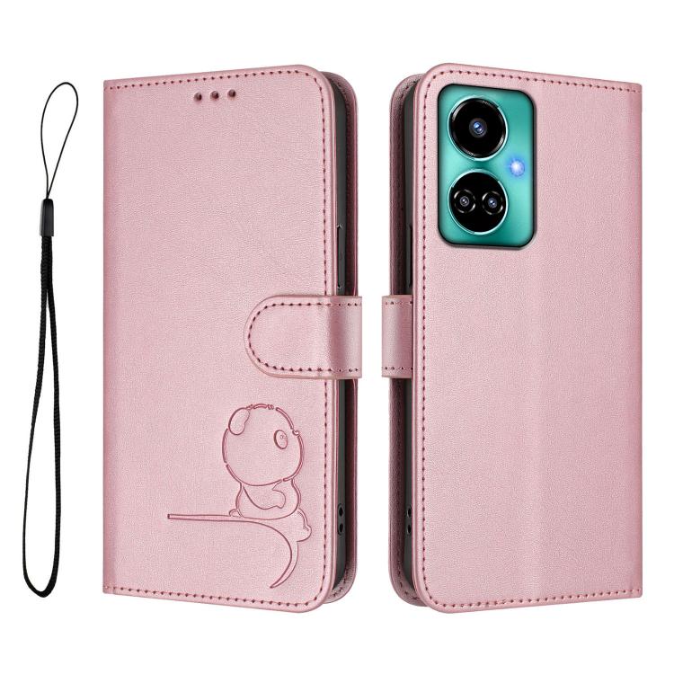 For Tecno Camon 19 / 19 Pro 5G Litter Panda Embossing RFID Leather Phone Case with Lanyard