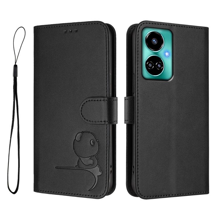 For Tecno Camon 19 / 19 Pro 5G Litter Panda Embossing RFID Leather Phone Case with Lanyard