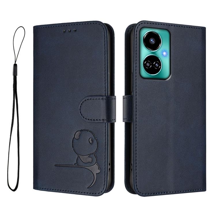 For Tecno Camon 19 / 19 Pro 5G Litter Panda Embossing RFID Leather Phone Case with Lanyard