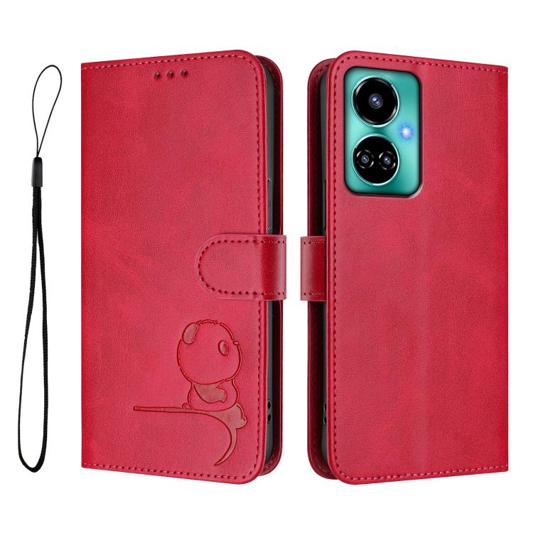 For Tecno Camon 19 / 19 Pro 5G Litter Panda Embossing RFID Leather Phone Case with Lanyard