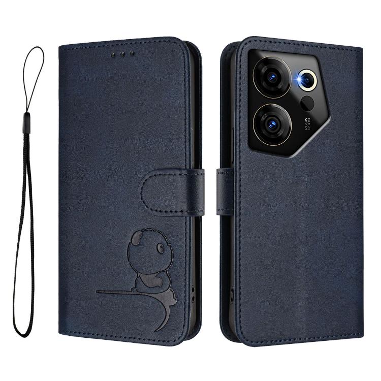 For Tecno Camon 20 Premier Litter Panda Embossing RFID Leather Phone Case with Lanyard