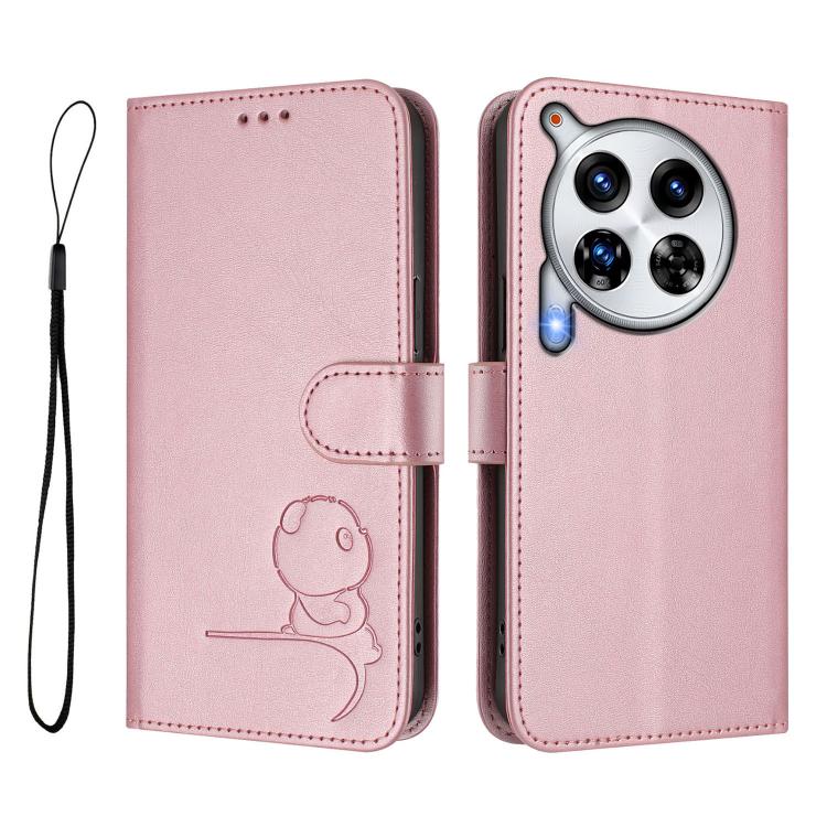 For Tecno Camon 30 Premier Litter Panda Embossing RFID Leather Phone Case with Lanyard