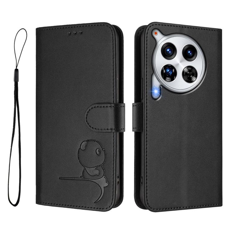 For Tecno Camon 30 Premier Litter Panda Embossing RFID Leather Phone Case with Lanyard