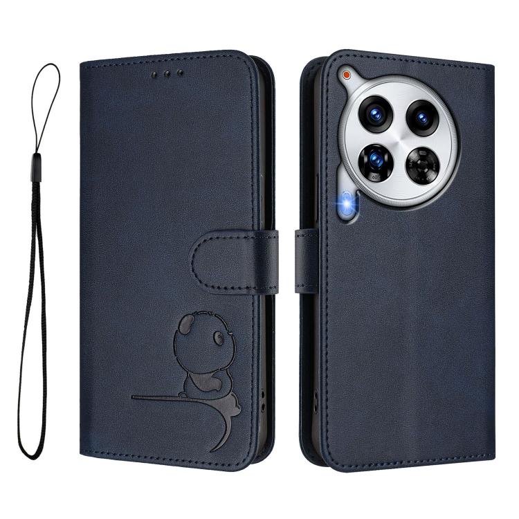 For Tecno Camon 30 Premier Litter Panda Embossing RFID Leather Phone Case with Lanyard