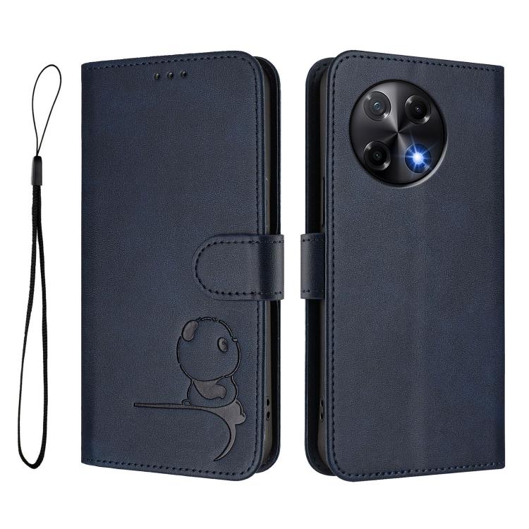 For Tecno Camon 30S / 30S Pro Litter Panda Embossing RFID Leather Phone Case with Lanyard