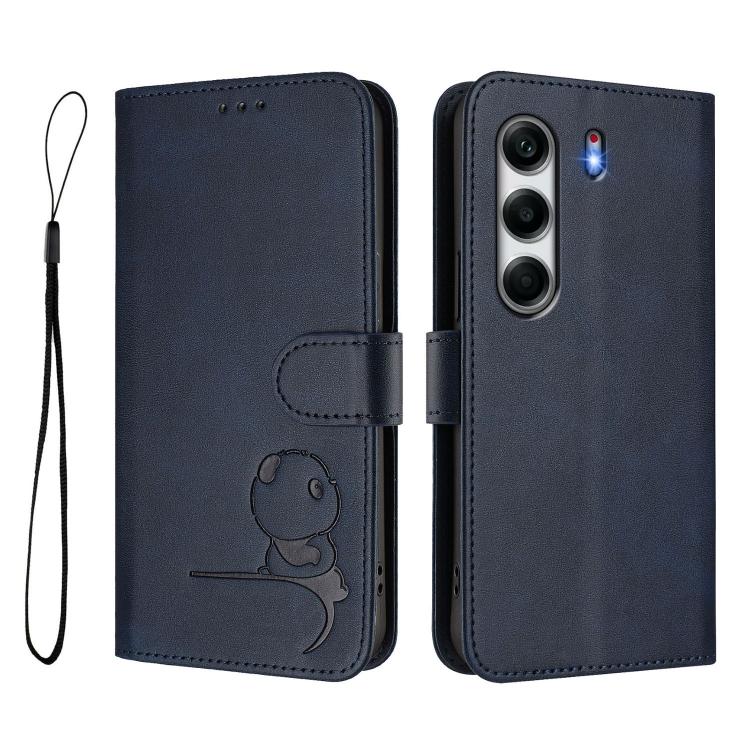 For Tecno Camon 40 4G Litter Panda Embossing RFID Leather Phone Case with Lanyard