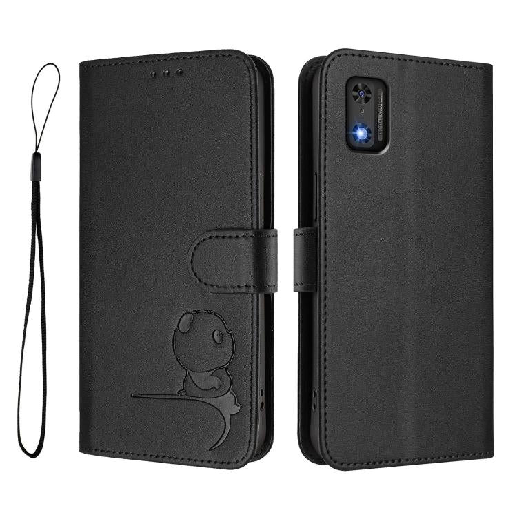 For Tecno Pop 6C / itel A18 Litter Panda Embossing RFID Leather Phone Case with Lanyard