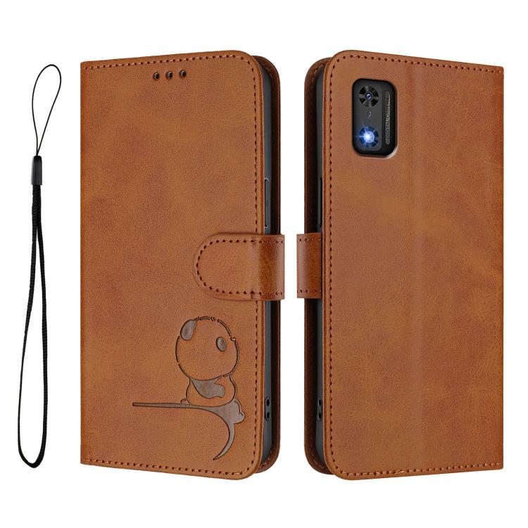 For Tecno Pop 6C / itel A18 Litter Panda Embossing RFID Leather Phone Case with Lanyard