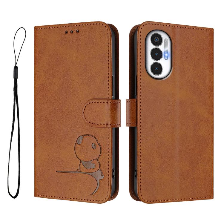 For Tecno Pova 3 Litter Panda Embossing RFID Leather Phone Case with Lanyard