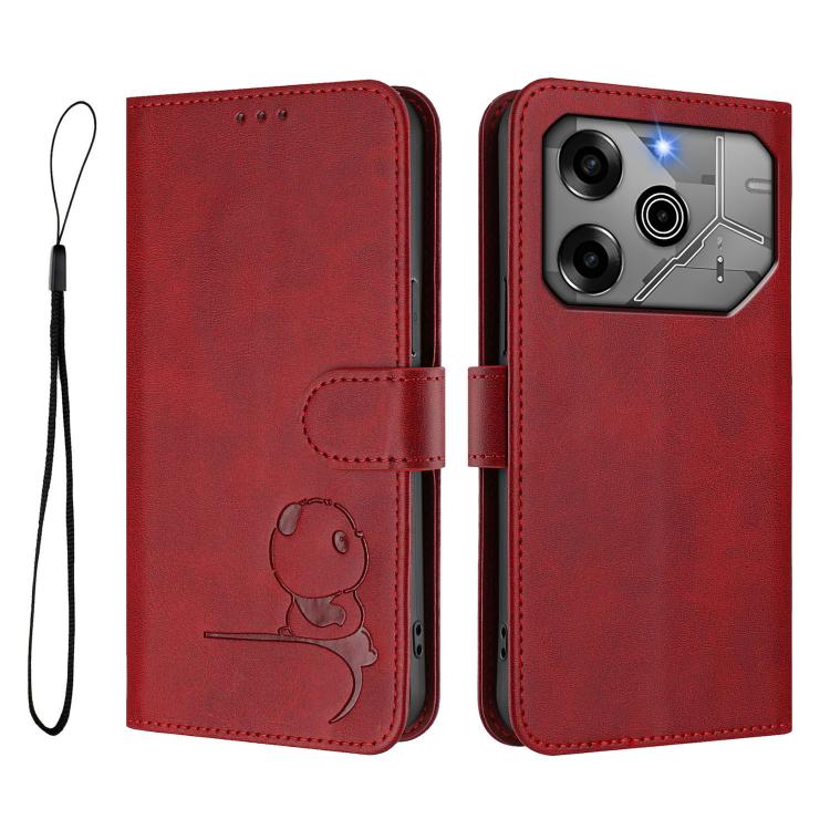 For Tecno Pova 6 5G / Pova 6 Pro 5G Litter Panda Embossing RFID Leather Phone Case with Lanyard