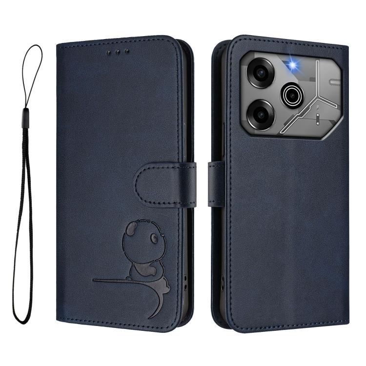 For Tecno Pova 6 5G / Pova 6 Pro 5G Litter Panda Embossing RFID Leather Phone Case with Lanyard