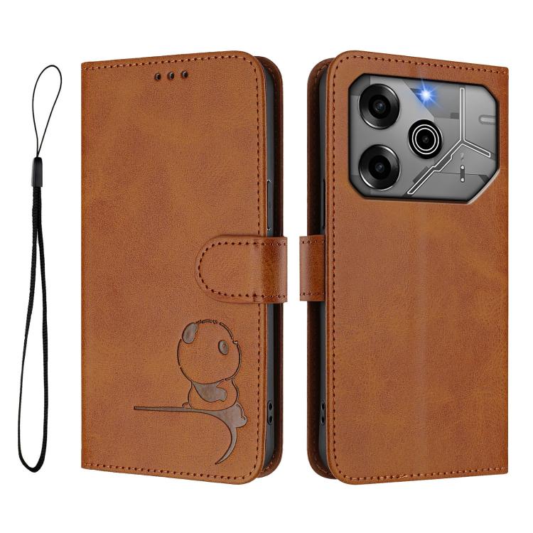 For Tecno Pova 6 5G / Pova 6 Pro 5G Litter Panda Embossing RFID Leather Phone Case with Lanyard