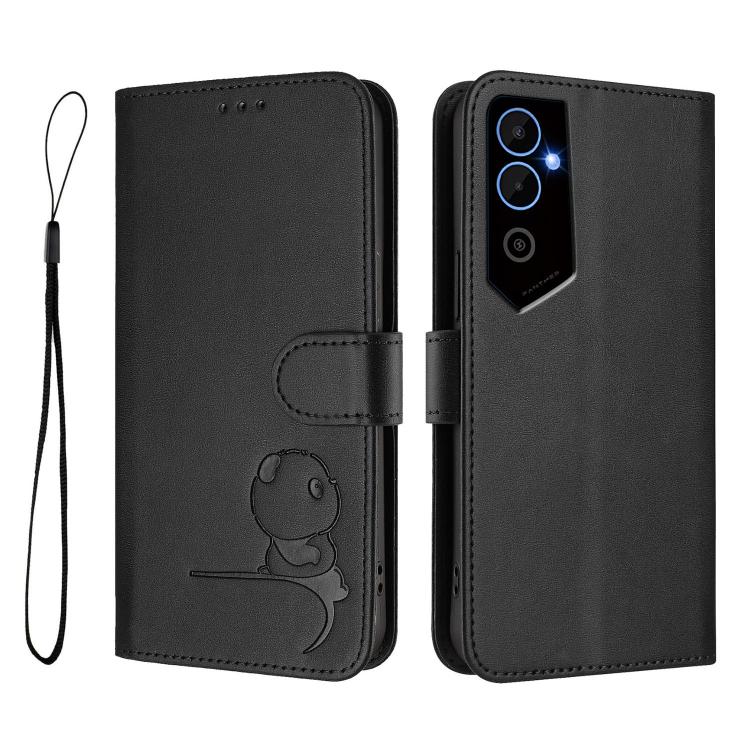 For Tecno Pova Neo 2 Litter Panda Embossing RFID Leather Phone Case with Lanyard