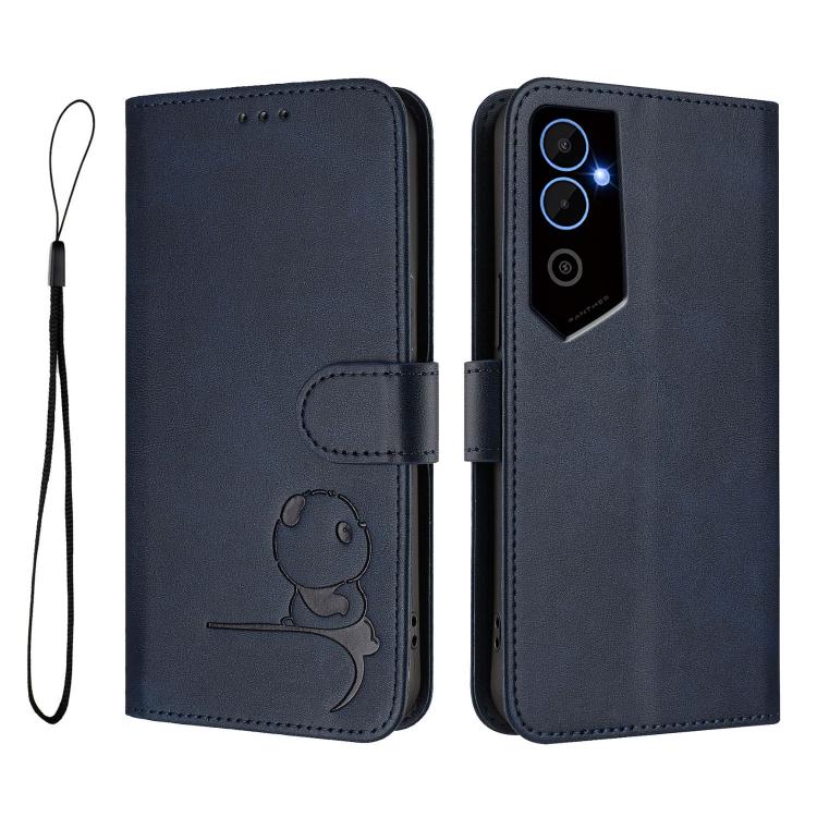 For Tecno Pova Neo 2 Litter Panda Embossing RFID Leather Phone Case with Lanyard