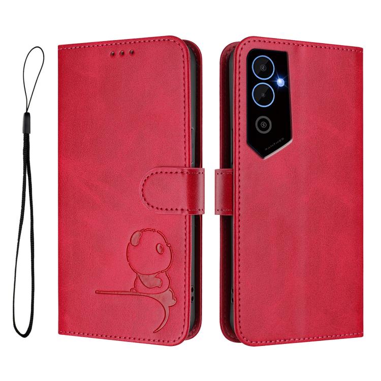 For Tecno Pova Neo 2 Litter Panda Embossing RFID Leather Phone Case with Lanyard
