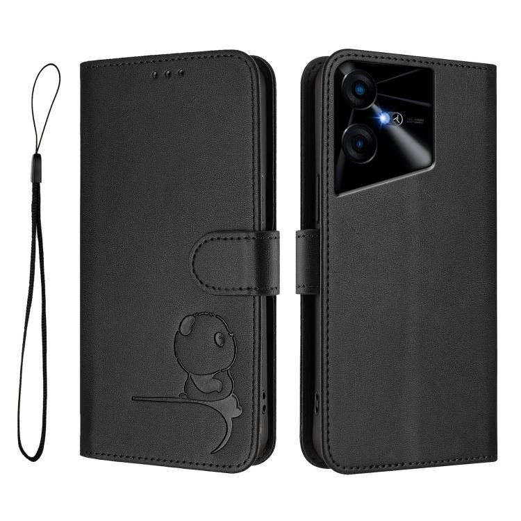 For Tecno Pova Neo 3 Litter Panda Embossing RFID Leather Phone Case with Lanyard