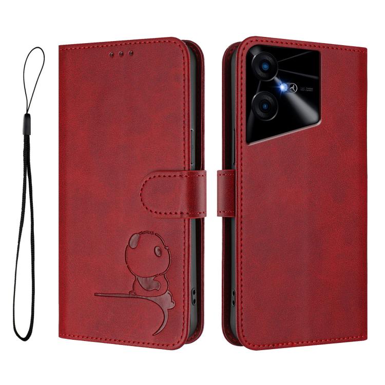 For Tecno Pova Neo 3 Litter Panda Embossing RFID Leather Phone Case with Lanyard