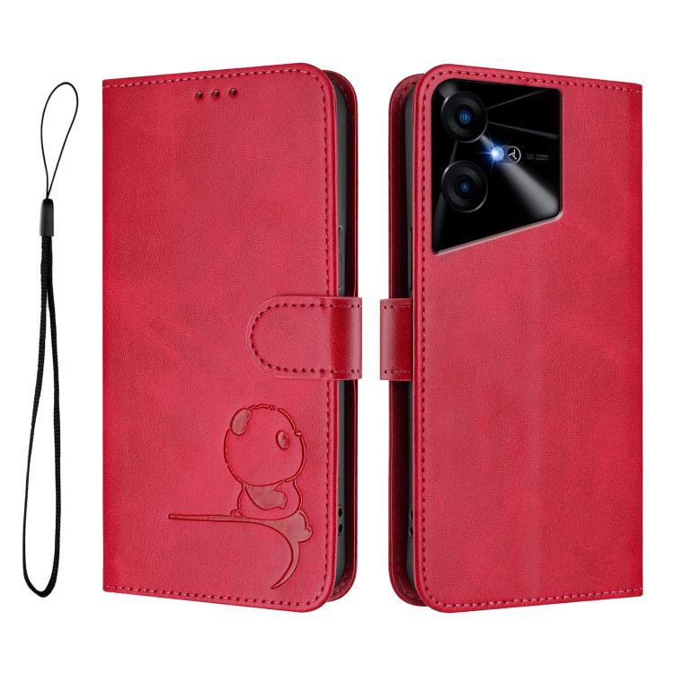 For Tecno Pova Neo 3 Litter Panda Embossing RFID Leather Phone Case with Lanyard