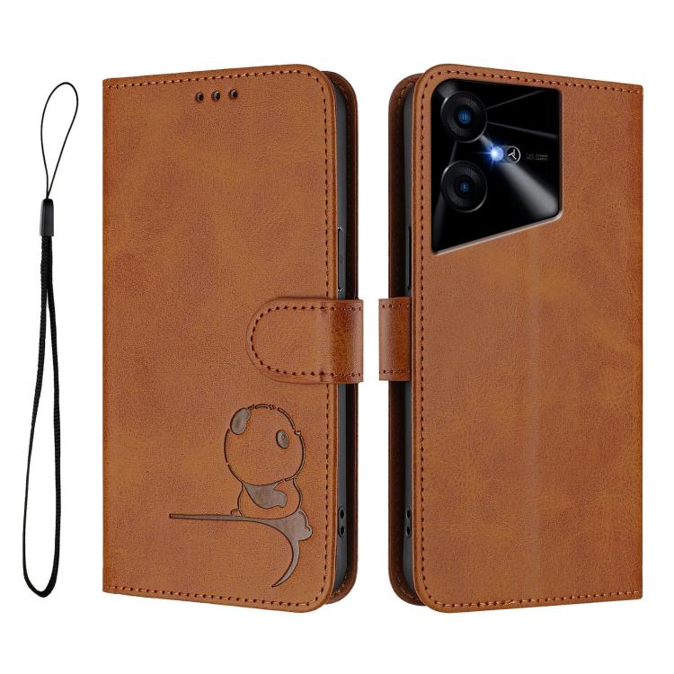 For Tecno Pova Neo 3 Litter Panda Embossing RFID Leather Phone Case with Lanyard